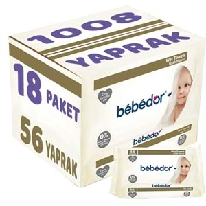 Bebedor Islak Havlu Mendil Klasik 56 Yaprak 18 Li Set (1008 Yaprak)