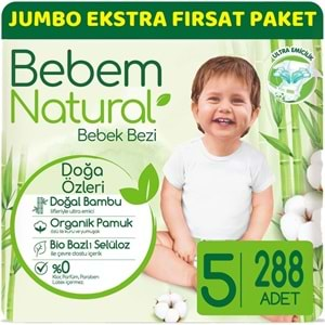 Bebem Bebek Bezi Natural Jumbo Ekstra Fırsat Pk Beden:5 (11-18Kg) Junior 288 Adet