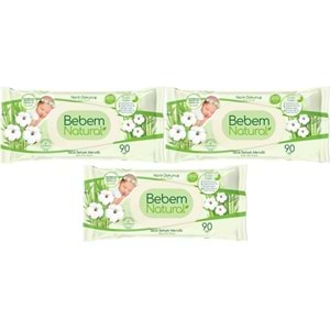 Bebem Natural Islak Bebek Mendili Narin Dokunuş / Yenidoğan 90 Yaprak Plastik Kapaklı 3 Lü Set