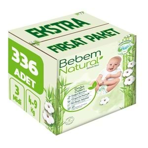 Bebem Bebek Bezi Natural Beden:3 (4-9Kg) Midi 336 Adet Ekstra Fırsat Pk