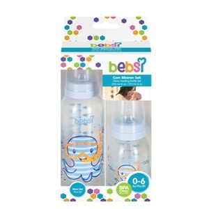 Bebsi Cam Biberon Seti Mavi (250ML+125ML) (3 Lü Set)