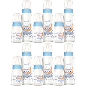 Bebsi Cam Biberon Seti Mavi (250ML+125ML) (6 Lı Set)