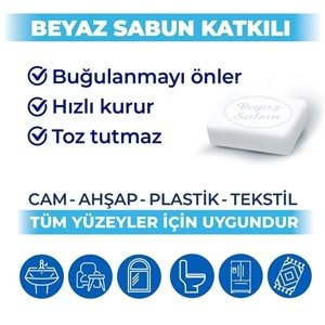 Bingo Clean Yüzey Temizlik Havlusu 96 Yaprak Beyaz Sabun Plastik Kapaklı (3 Lü Set) 288 Yaprak