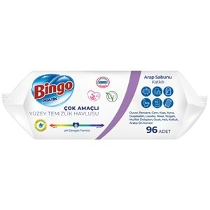 Bingo Clean Yüzey Temizlik Havlusu 96 Yaprak Lavanta Kokulu Plastik Kapaklı (4 Lü Set) 384 Yaprak