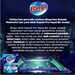 Bingo Akıllı Kapsül Pro Bulaşık Makinesi Deterjanı Tableti 150 Adet Limon Kokulu (3PK*50)