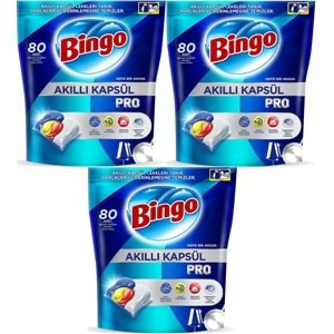 Bingo Akıllı Kapsül Pro Bulaşık Makinesi Deterjanı Tableti 240 Adet Limon Kokulu (3PK*80)