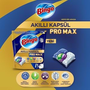 Bingo Akıllı Kapsül Pro Max Bulaşık Makinesi Deterjanı Tableti 240 Adet Limon Kokulu (4PK*60)