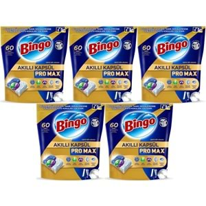 Bingo Akıllı Kapsül Pro Max Bulaşık Makinesi Deterjanı Tableti 300 Adet Limon Kokulu (5PK*60)