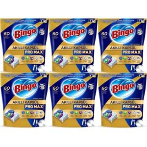 Bingo Akıllı Kapsül Pro Max Bulaşık Makinesi Deterjanı Tableti 360 Adet Limon Kokulu (6PK*60)