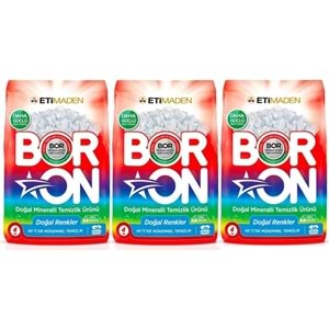 Boron Matik Toz Çamaşır Deterjanı 12KG Doğal Mineralli (3Pk*4Kg) (Renkliler İçin)