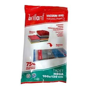 Brillant Vakumlu Poşet/Hurç 100*130CM Mega (İç Adet 1) (6 Lı Set)