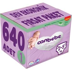 Canbebe Bebek Bezi Beden:1 (2-5Kg) Yeni Doğan 640 Adet Dev Ekonomik Fırsat Pk