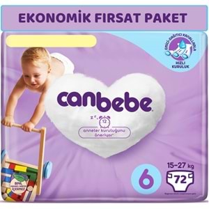 Canbebe Bebek Bezi Beden:6 (15-27Kg) Extra Large 72 Adet Ekonomik Fırsat Pk