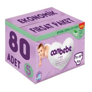 Canbebe Bebek Bezi Beden:5 (11-18Kg) Junior 80 Adet Ekonomik Fırsat Pk