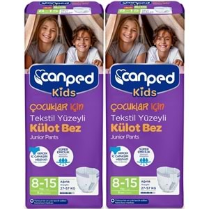 Canped Kids Çoçuklar İçin Külot Bez Tekstil Yüzeyli Yaş:8-15 (27-57Kg) 16 Adet (2Pk*8)