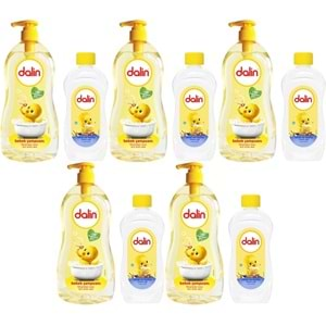 Dalin Bebek Şampuanı Klasik 700ML Pompalı + 100ML Bebek Yağı (Rahat ve Mutlu) (5 Li Set)