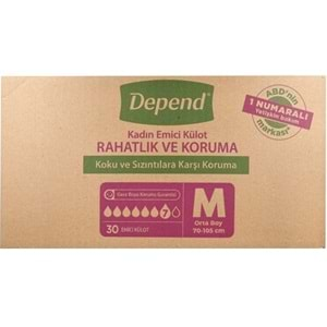 Depend Emici Külot Hasta Bezi Medium - Orta Kadın 90 Adet (3PK*30)