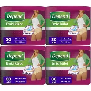 Depend Emici Külot Hasta Bezi Medium - Orta Kadın 120 Adet (4PK*30)