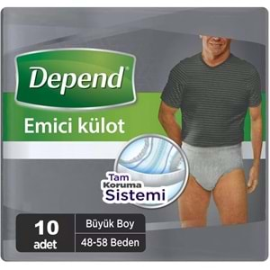 Depend Emici Külot Hasta Bezi Large - Büyük Erkek 20 Adet (2PK*10)