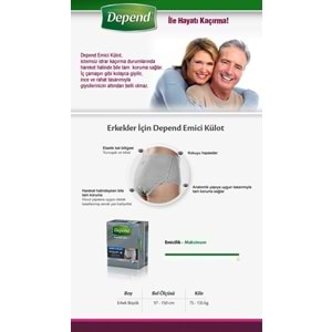 Depend Emici Külot Hasta Bezi Large - Büyük Erkek 20 Adet (2PK*10)