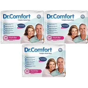 Dr.Comfort Yetişkin Hasta Bezi Bel Bantlı Tekstil Yüzeyli S - Küçük - Small 90 Adet (3PK*30)