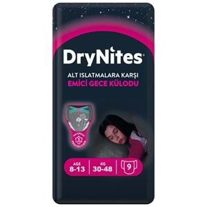 Drynites Emici Gece Külodu/Külot Bez Kız 8-13 Yaş 30-48KG Large 27 Adet 3PK*9 Alt Islatmalara Karşı