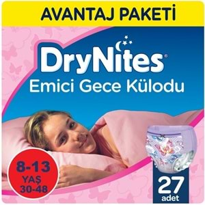 Drynites Emici Gece Külodu/Külot Bez Kız 8-13 Yaş 30-48KG Large 108 Adet 12PK*9 AltIslatmalara Karşı