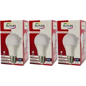 Elitled Led Ampül Beyaz-White 9W (3 Lü Set)