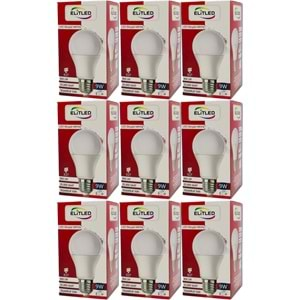 Elitled Led Ampül Beyaz-White 9W (9 Lu Set)