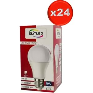 Elitled Led Ampül Beyaz-White 9W (24 Lü Set)