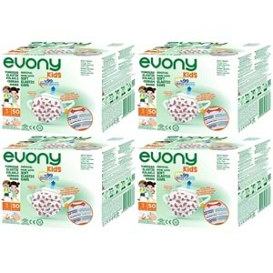 Evony 3 Katlı Filtreli Burun Telli Cerrahi Maske (Kids Çoçuklar İçin) 200 Lü Set (Desenli)