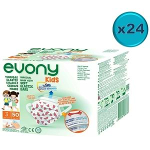 Evony 3 Katlı Filtreli Burun Telli Cerrahi Maske (Kids Çoçuklar İçin) 1200 Lü Set (Desenli)