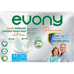 Evony Premium Hasta Bezi Yetişkin Bel Bantlı Tekstil Yüzey M-Orta 60 Adet