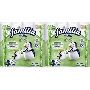 Familia Plus Tuvalet Kağıdı 3 Katlı 64 Lü Paket Natural Organik Bambu Özlü (2PK*32)