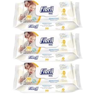 Fibril Islak Havlu Mendil 90 Yaprak Baby Sensitive Plastik Kapaklı (3 Lü Set) 270 Yaprak