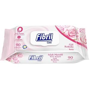 Fibril Islak Havlu Mendil 90 Yaprak Gül Plastik Kapaklı (3 Lü Set) 270 Yaprak