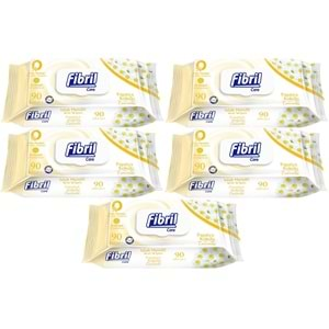 Fibril Islak Havlu Mendil 90 Yaprak Papatya Plastik Kapaklı (5 Li Set) 450 Yaprak