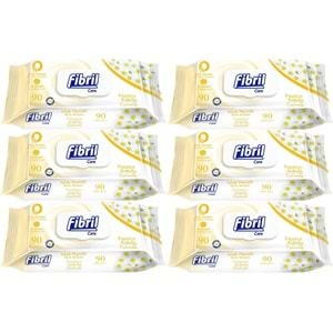 Fibril Islak Havlu Mendil 90 Yaprak Papatya Plastik Kapaklı (6 Lı Set) 540 Yaprak