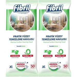 Fibril Yüzey Temizlik Havlusu 50 Yaprak XL Temizlik Kokulu 2 Li Set 100 Yaprak Plastik Kapaklı