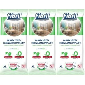 Fibril Yüzey Temizlik Havlusu 50 Yaprak XL Temizlik Kokulu 3 Lü Set 150 Yaprak Plastik Kapaklı