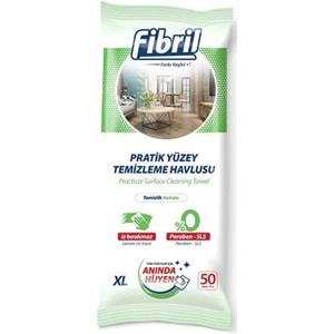 Fibril Yüzey Temizlik Havlusu 50 Yaprak XL Temizlik Kokulu 4 Lü Set 200 Yaprak Plastik Kapaklı