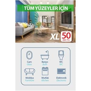 Fibril Yüzey Temizlik Havlusu 50 Yaprak XL Temizlik Kokulu 12 Li Set 600 Yaprak Plastik Kapaklı