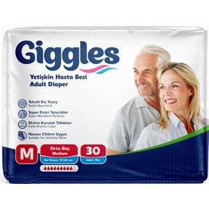 Giggles Hasta Bezi Yetişkin Bel Bantlı Tekstil Yüzey Orta - Medium (M) 60 Adet (2PK*30)