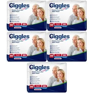 Giggles Hasta Bezi Yetişkin Bel Bantlı Tekstil Yüzey Orta - Medium (M) 150 Adet (5PK*30)