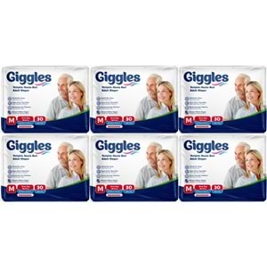 Giggles Hasta Bezi Yetişkin Bel Bantlı Tekstil Yüzey Orta - Medium (M) 180 Adet (6PK*30)