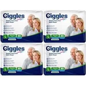 Giggles Hasta Bezi Yetişkin Bel Bantlı Tekstil Yüzey Büyük - Large (L) 120 Adet (4PK*30)