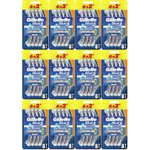 Gillette Blue3 Comfort Kullan At Tıraş Bıçağı (6+2) Toplam 96 Adet (Avantaj Pk) (12 Li Set)