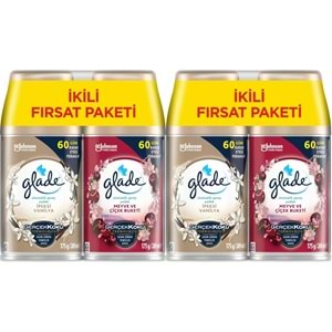 Glade Oda Kokusu Otomatik Sprey Yedek 269ML (4 Lü Set) İpeksi Vanilya ve Meyve Çiçek Buketi (2PK*2)