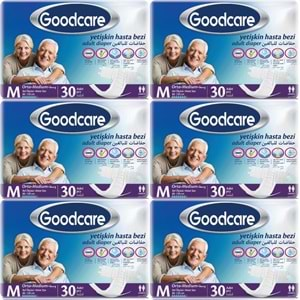 Goodcare Hasta Bezi Yetişkin Bel Bantlı Tekstil Yüzey M Medium - Orta 180 Adet (6PK*30)