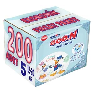 Goon Mutlu Bebek Bebek Bezi Beden:5 (12-20Kg) Junior 200 Adet Ekonomik Fırsat Pk